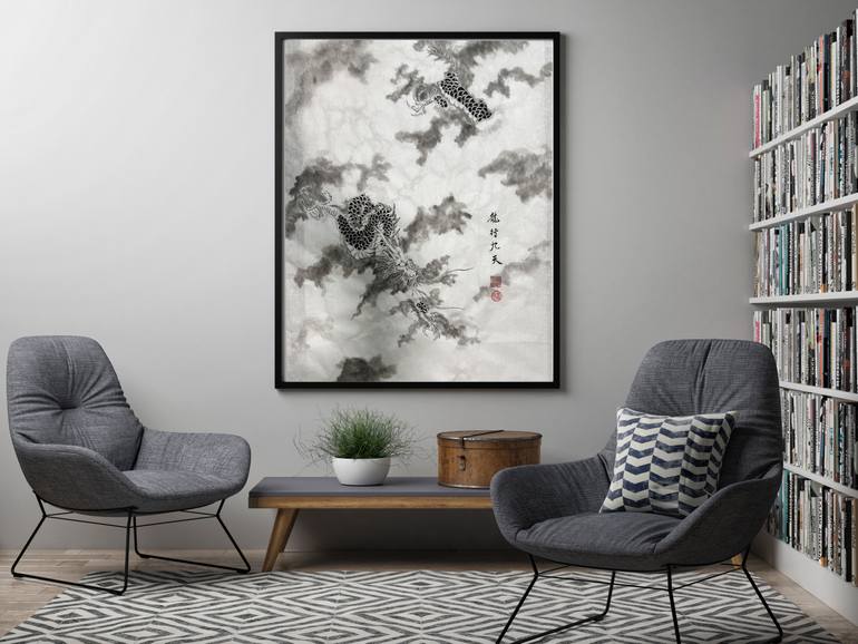 Original Black & White Calligraphy Drawing by Wei Hua Hsu Yuxuan Ink Studio