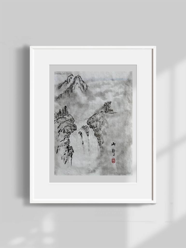 Original Art Deco Landscape Drawing by Wei Hua Hsu Yuxuan Ink Studio