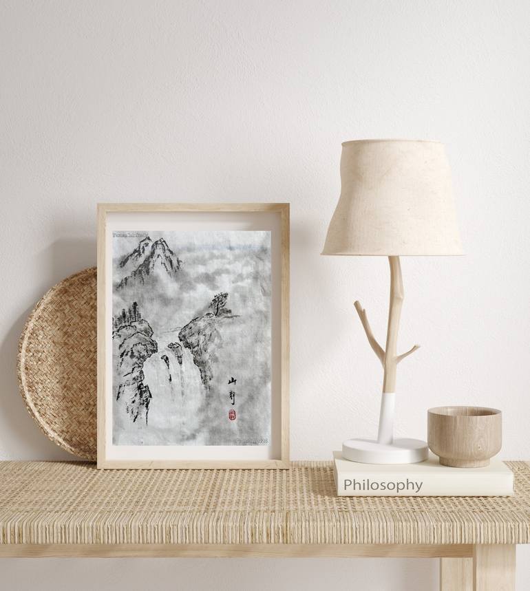 Original Art Deco Landscape Drawing by Wei Hua Hsu Yuxuan Ink Studio