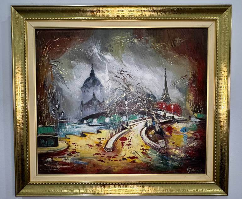 Original Expressionism Cities Painting by Vangjel Gjikondi Art