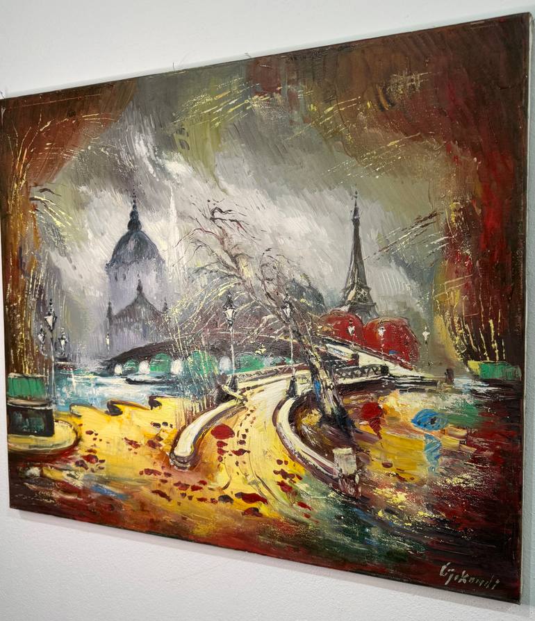 Original Expressionism Cities Painting by Vangjel Gjikondi Art