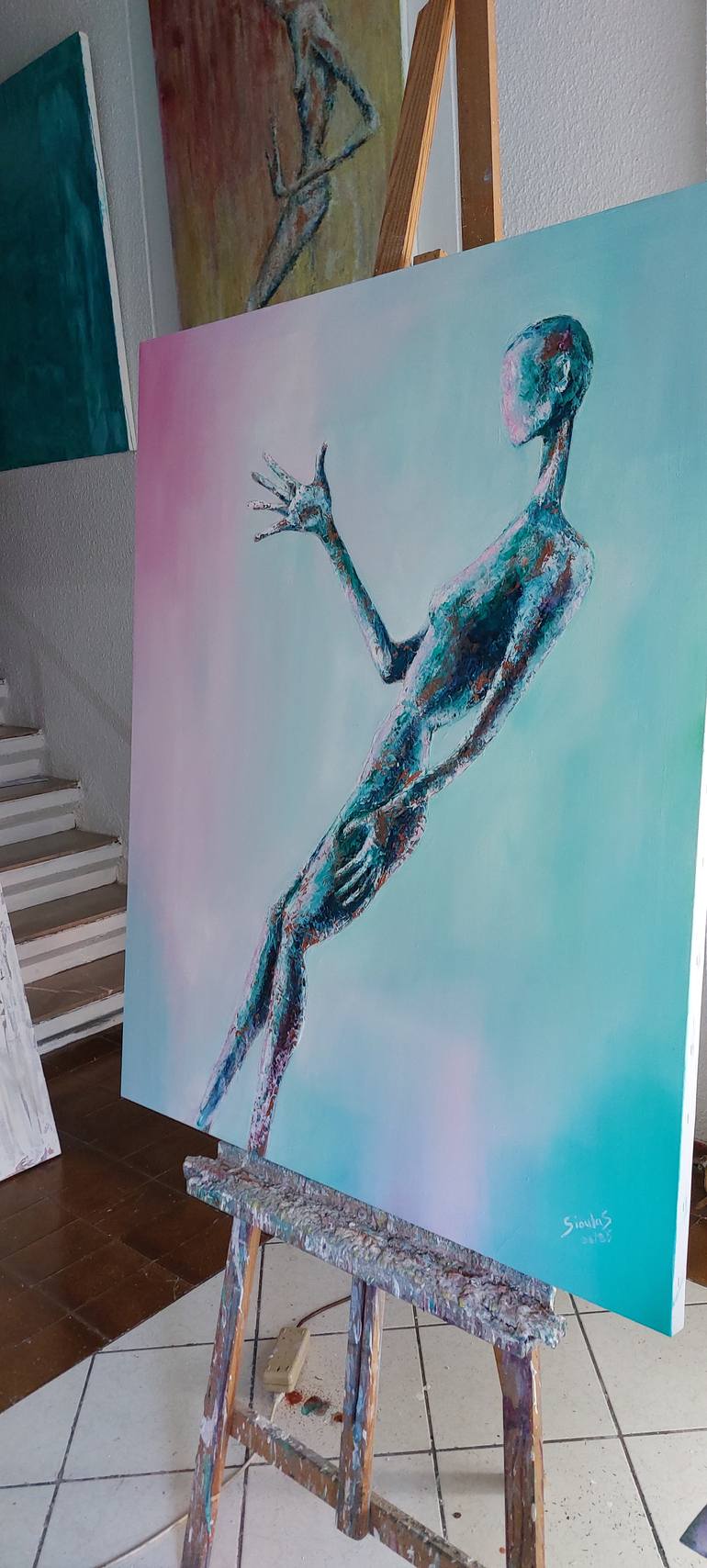 Original Abstract Expressionism People Painting by Nektarios Sioulas