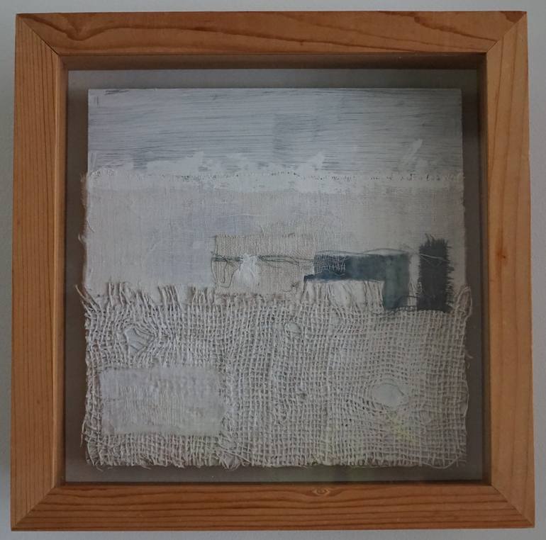 Original Abstract Mixed Media by Hester H | Minimalism Art on Fabric | 2025 - .12 blue sky series 'Serenity Now'