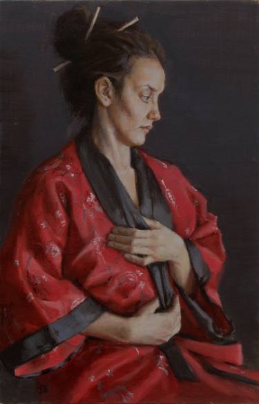 A woman in a red kimono thumb