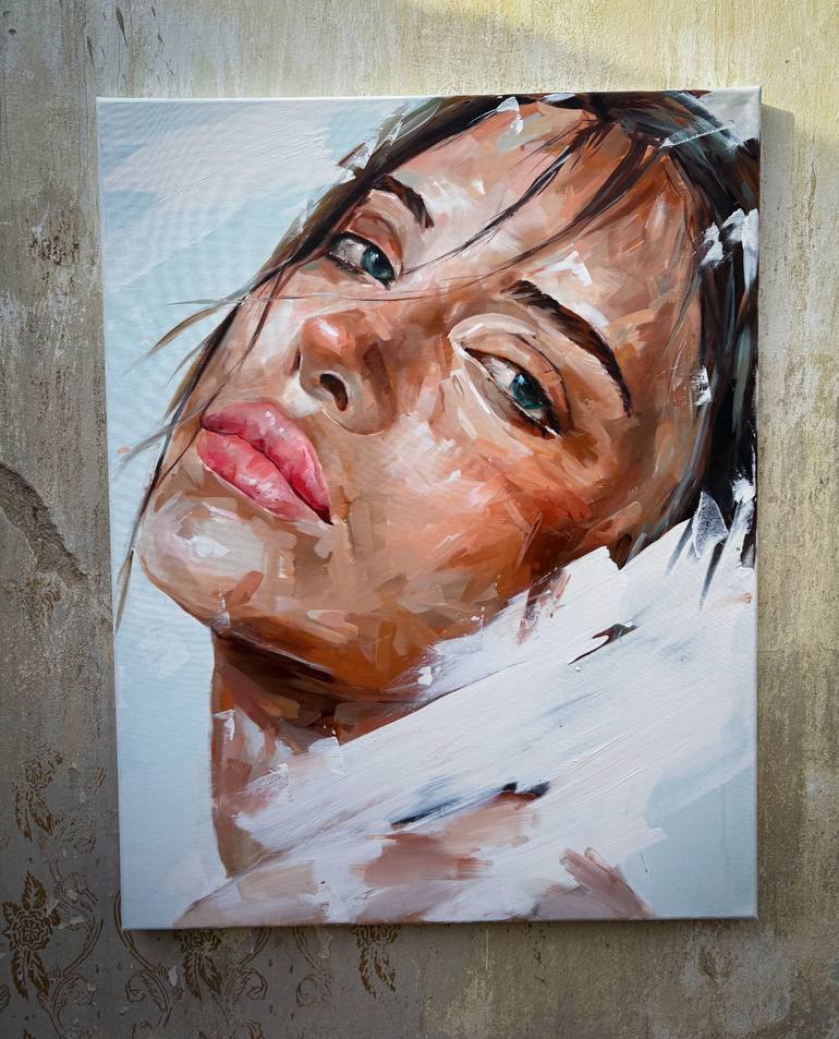 Original Abstract Expressionism Women Painting by Ferenc Racz