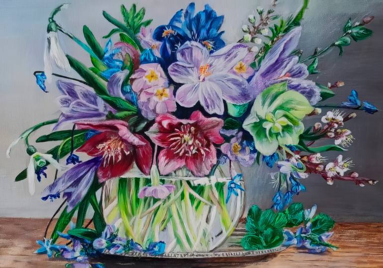 Original Floral Painting by Mariya Zhakupova | Impressionism Art on Canvas | Vibrant Bouquet of Colorful Flowers