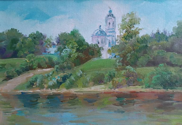 Original Landscape Painting by Mariya Zhakupova | Impressionism Art on Canvas | Nature and Architecture Harmony