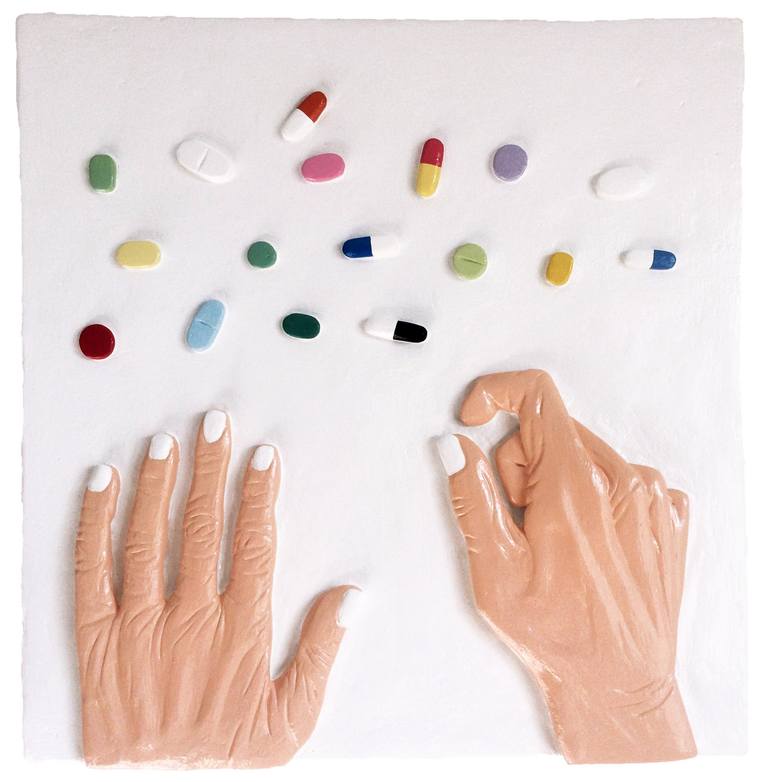 Original Body Painting by Hugo Castilho | Pop Art Art on Canvas | Grandma takes 17 pills a day
