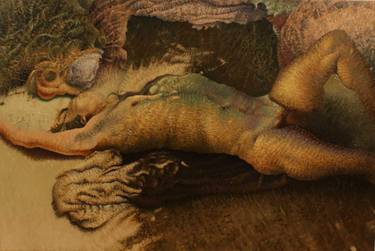 Original Realism Erotic Painting by Godfrey Blow