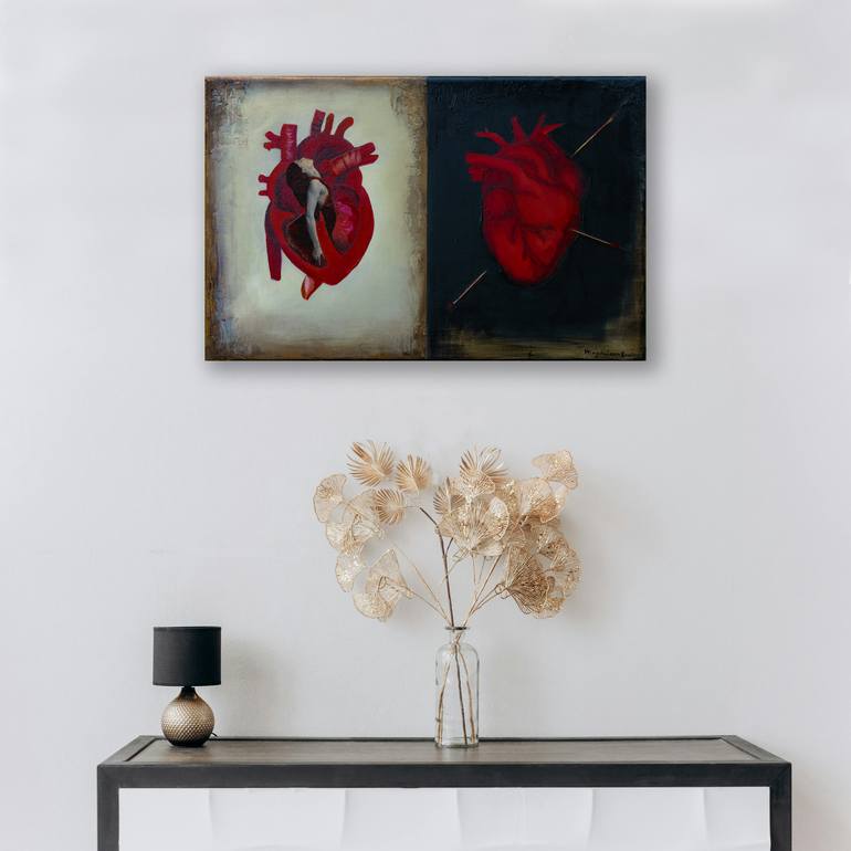 Original Abstract Expressionism Love Painting by Magdalena Daniec