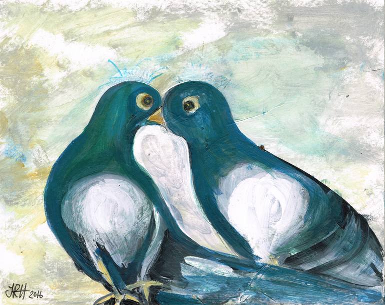 Love Pigeons - Fanciers Painting by Jacqueline Hammond | Saatchi Art