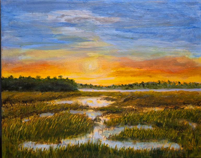 Original Art Deco Landscape Painting by Udo Kobinger