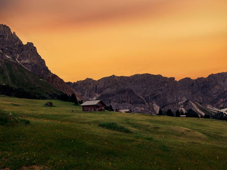 Original Landscape Photography by Kirill Simakov | Photorealism Art on Paper | Sunset in the Mountains