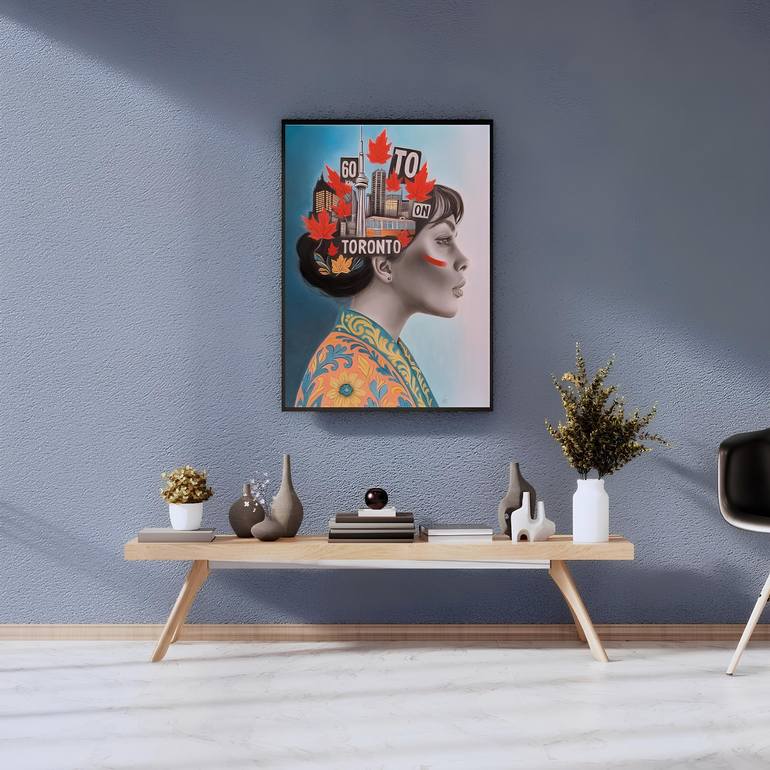 Original Conceptual Cities Painting by Mahshid Khajehvand