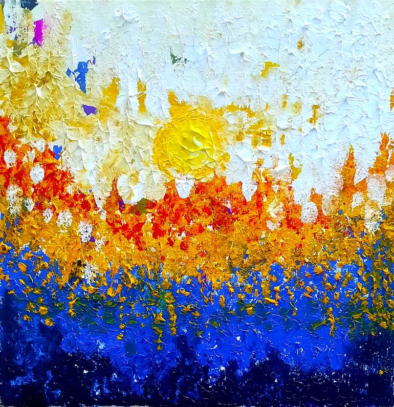 Original Abstract Painting by Humaira Baloch | Abstract Expressionism Art on Canvas | Waiting for the Sunset