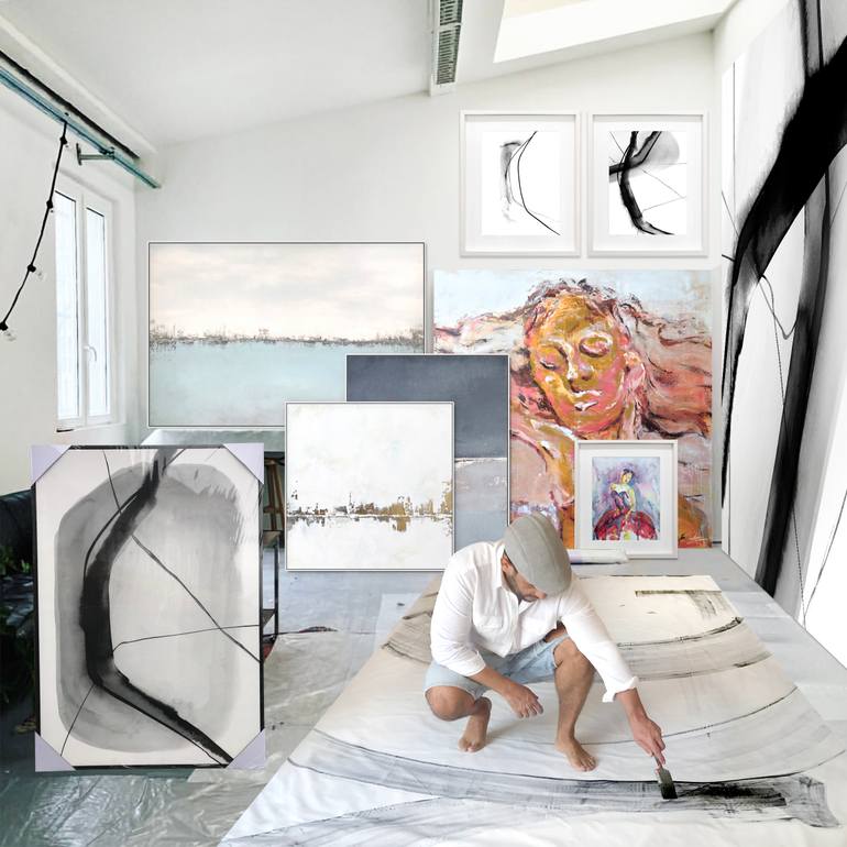 Original Abstract Expressionism Seascape Painting by Robson Alencar