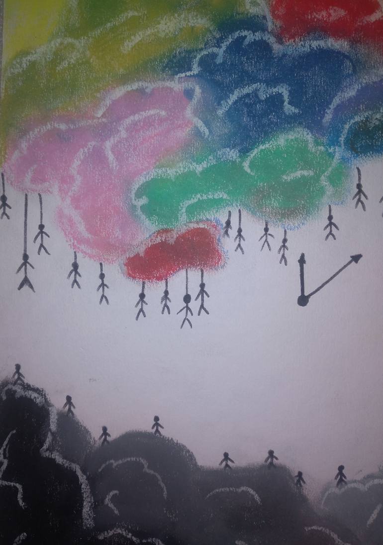 Original Symbolism People Painting by Madhumita Dutta