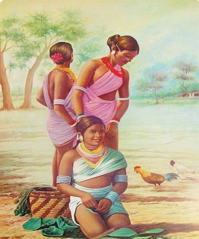 Original Color Field Painting Rural Life Painting by Jitendra Kumar Chandrakar