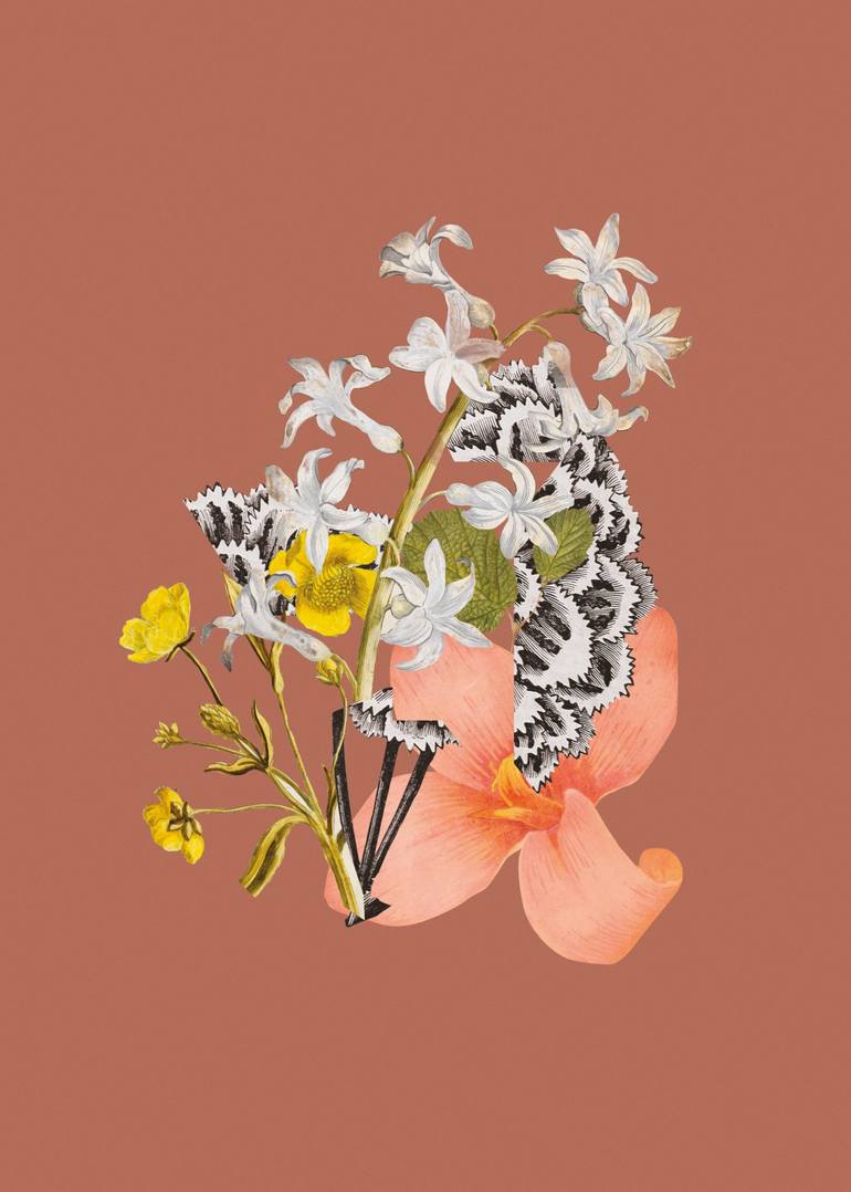 Original Digital Art Floral Collage by Agustin Galickas