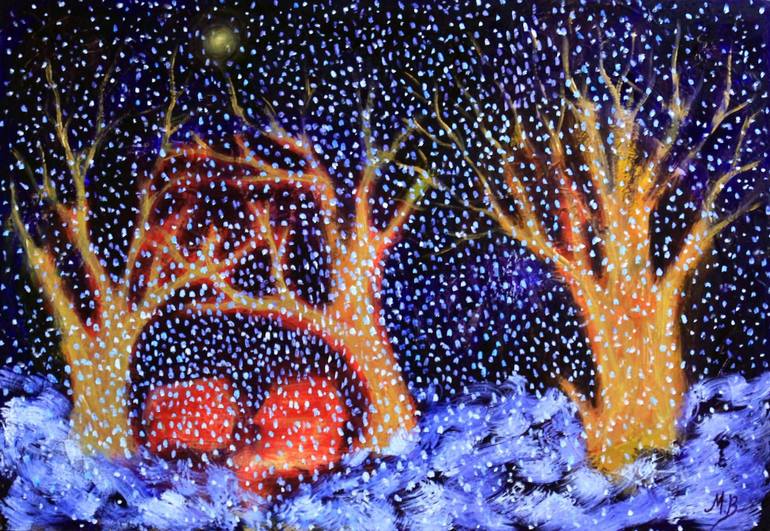 Original Abstract Painting by Mariam Baidoshvili | Abstract Art on Canvas | Christmas Eve