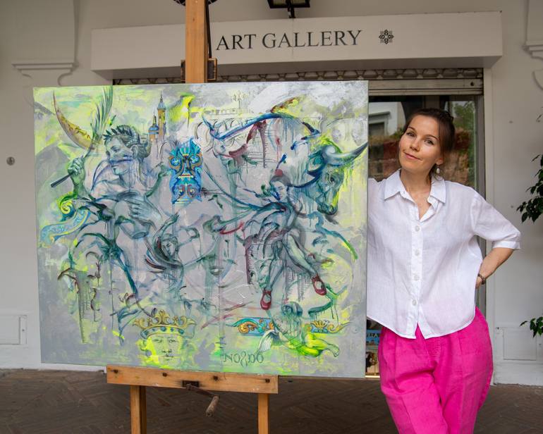Original Abstract Outer Space Painting by Elena Salova