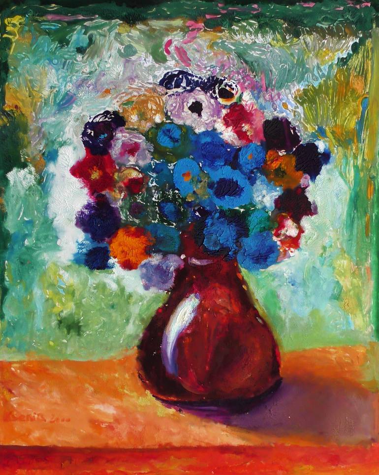 Original Floral Painting by Sergei Chudjakow | Realism Art on Paper | ,,Bouquet of flowers,,