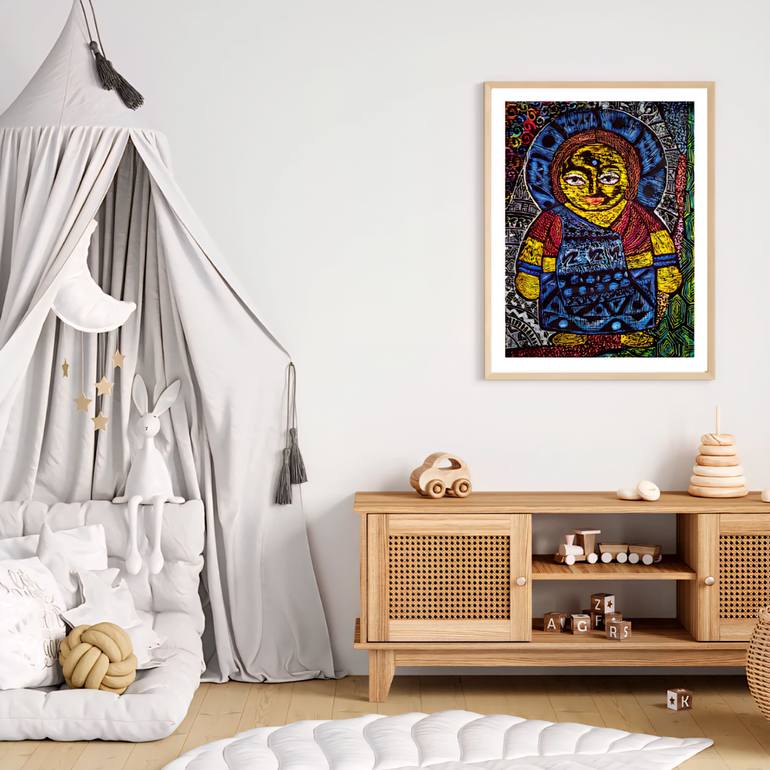 Original Folk Abstract Painting by Amalina Guin
