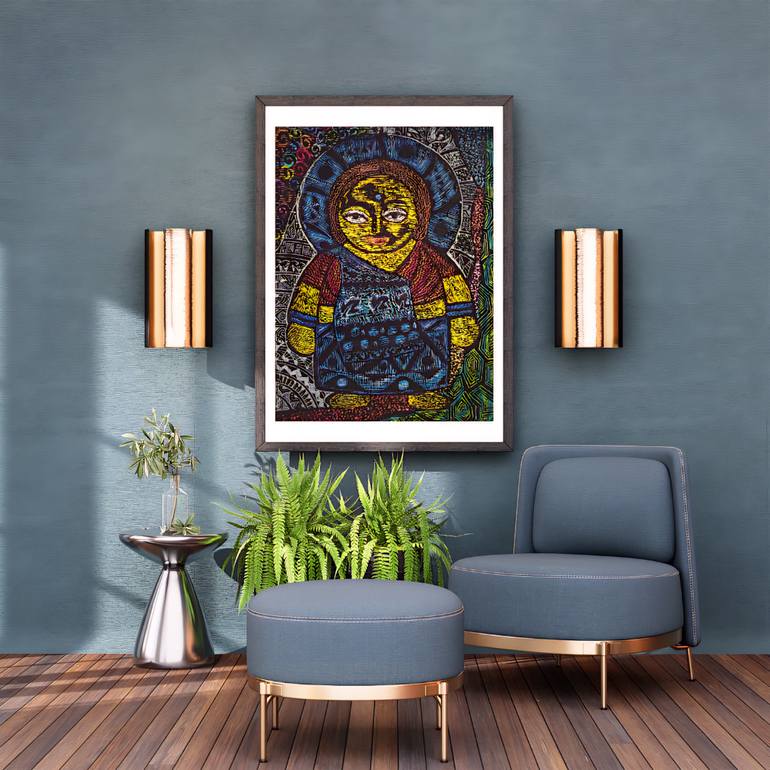 Original Folk Abstract Painting by Amalina Guin