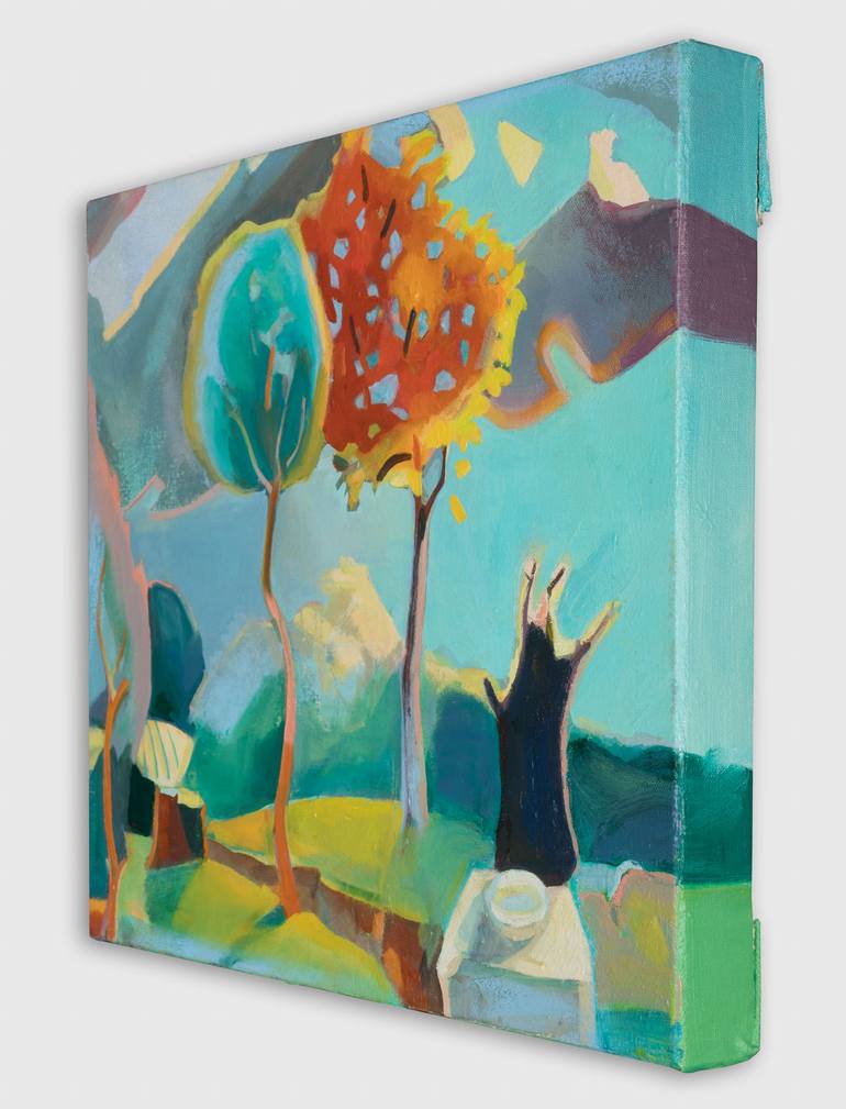 Original Abstract Expressionism Garden Painting by Anna Kriger
