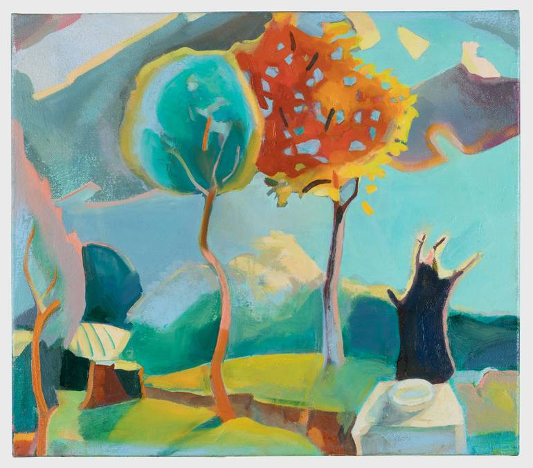 Original Abstract Expressionism Garden Painting by Anna Kriger