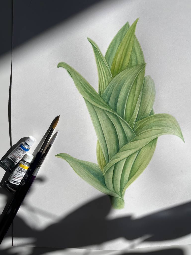 Original Minimalism Botanic Painting by Alina Linkevych