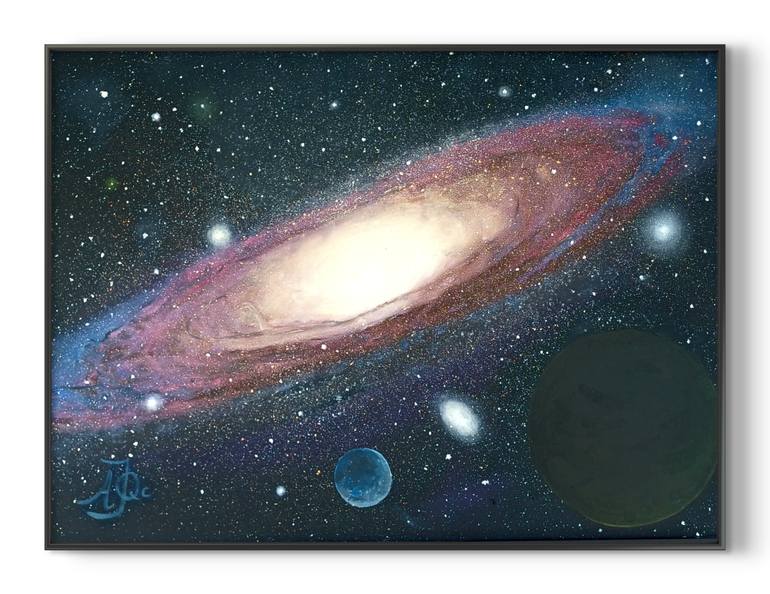 Original Abstract Outer Space Painting by Antonio Jose Quevedo Cabello