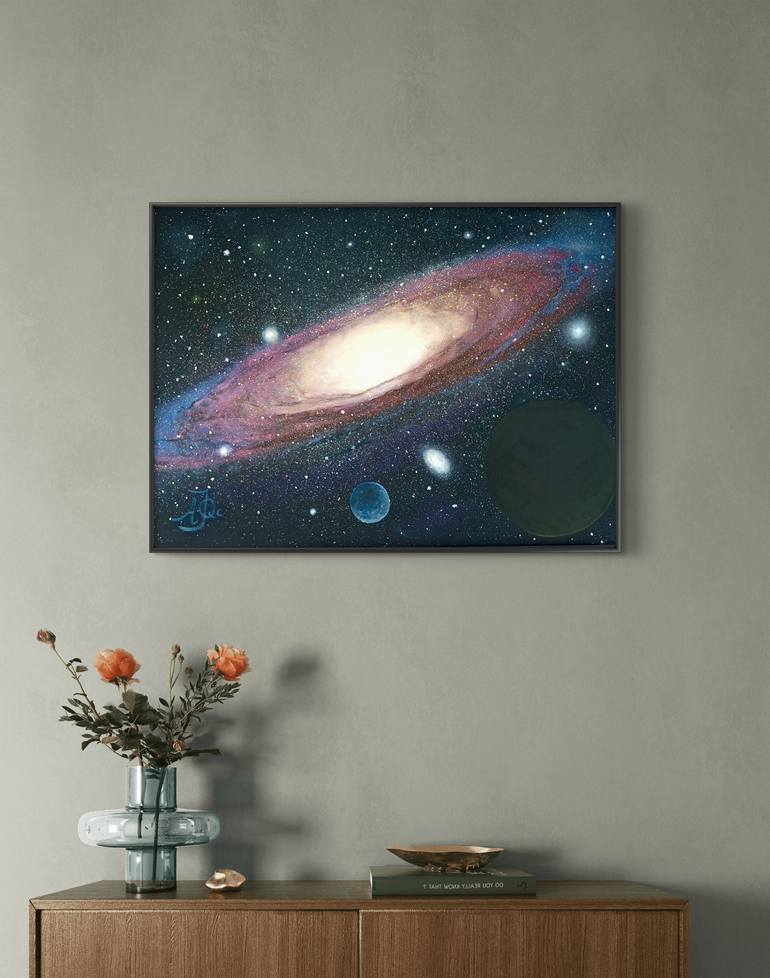 Original Abstract Outer Space Painting by Antonio Jose Quevedo Cabello