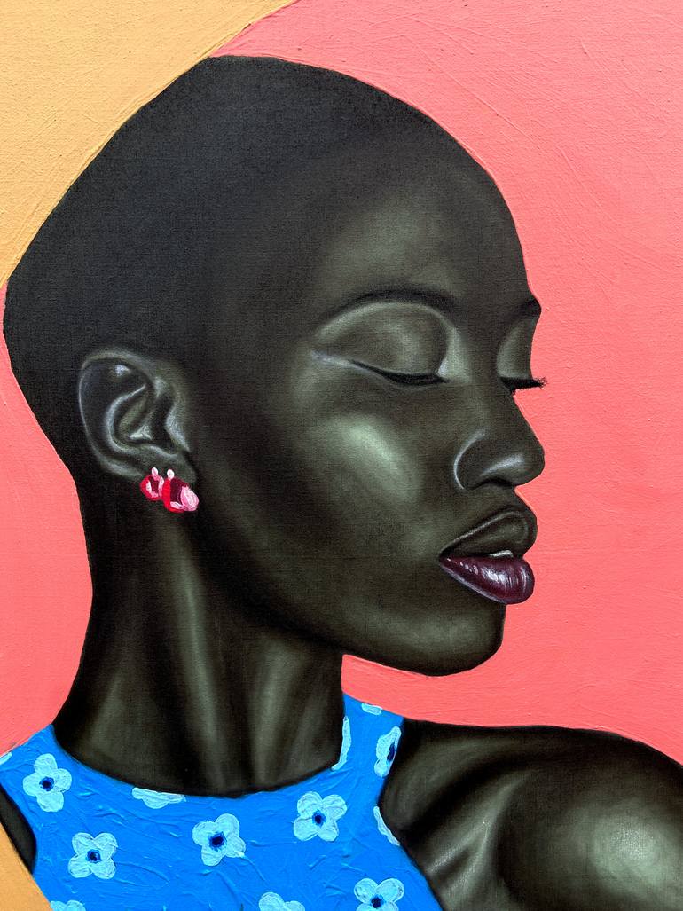 Original Portraiture Women Mixed Media by Joshua Oyeleye