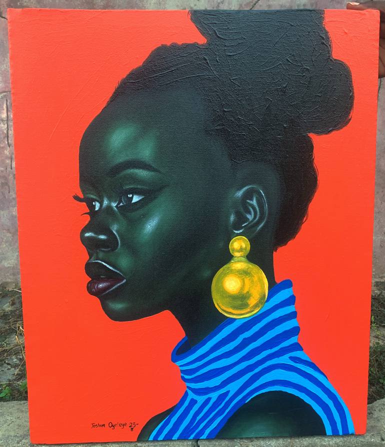 Original Realism Women Mixed Media by Joshua Oyeleye