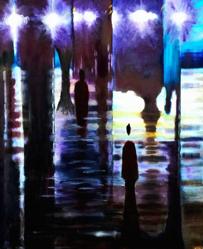 Original Abstract Painting by Cyrus Wolfe | Abstract Art on Canvas | The Nighttime Encounter