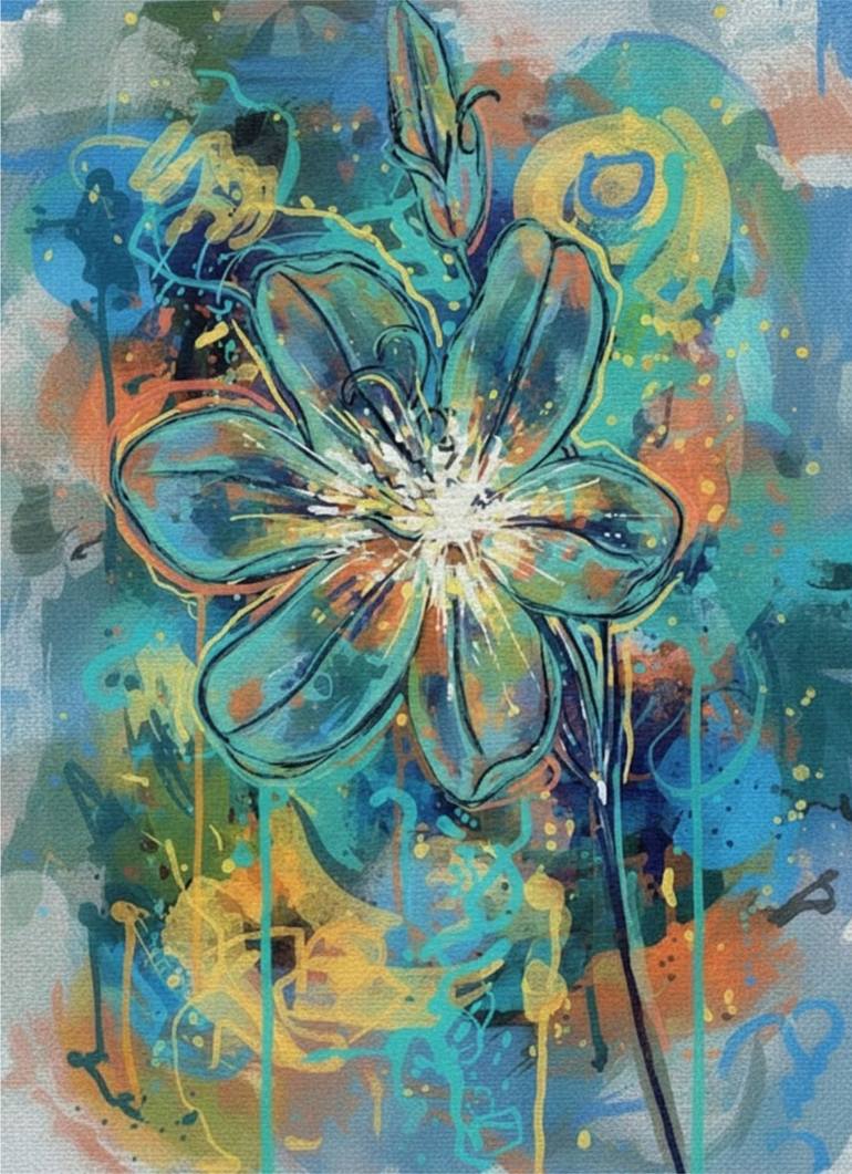 Original Floral Painting by Rodrigues Silva | Abstract Expressionism Art on Canvas | The power of a lily