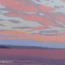 I saw this sunset and had to try to capture it. It depicts the scene over Holy Loch, Argyll , Scotland. I love the contrast between  the warm pink and pale blues.
 Painted wet onto dry in stages. I recommend framing this artwork as on slim canvas board.