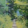My painting depicts a small path through summer sun drenched trees- near my home in Argyll, Scotland.