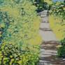 My painting depicts a small path through summer sun drenched trees- near my home in Argyll, Scotland.