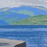 My painting depicts the coast hugging road on the west side of Loch Long in Argyll, Scotland- seen on a summer's day. The scene looks north to the so called ''Arrochar Alps'' mountain range.
I decided to paint this as Iove this view.
Painted wet onto dry in stages- on slim canvas board so will need framing.