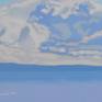 My painting depicts a summer's day over the River Clyde estuary in Scotland. I was inspired to paint this because of the striking cloud formations.
Painted wet onto dry- in stages. Will need framing as on slim canvas board.