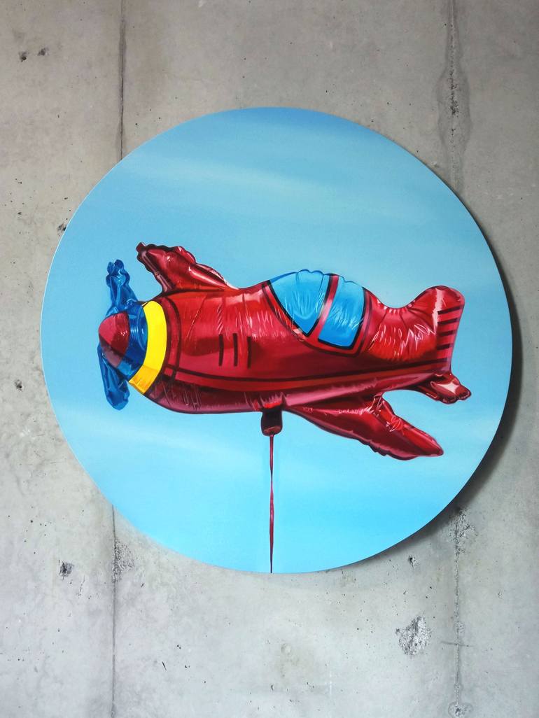 Original Figurative Airplane Painting by Marcela Montemayor