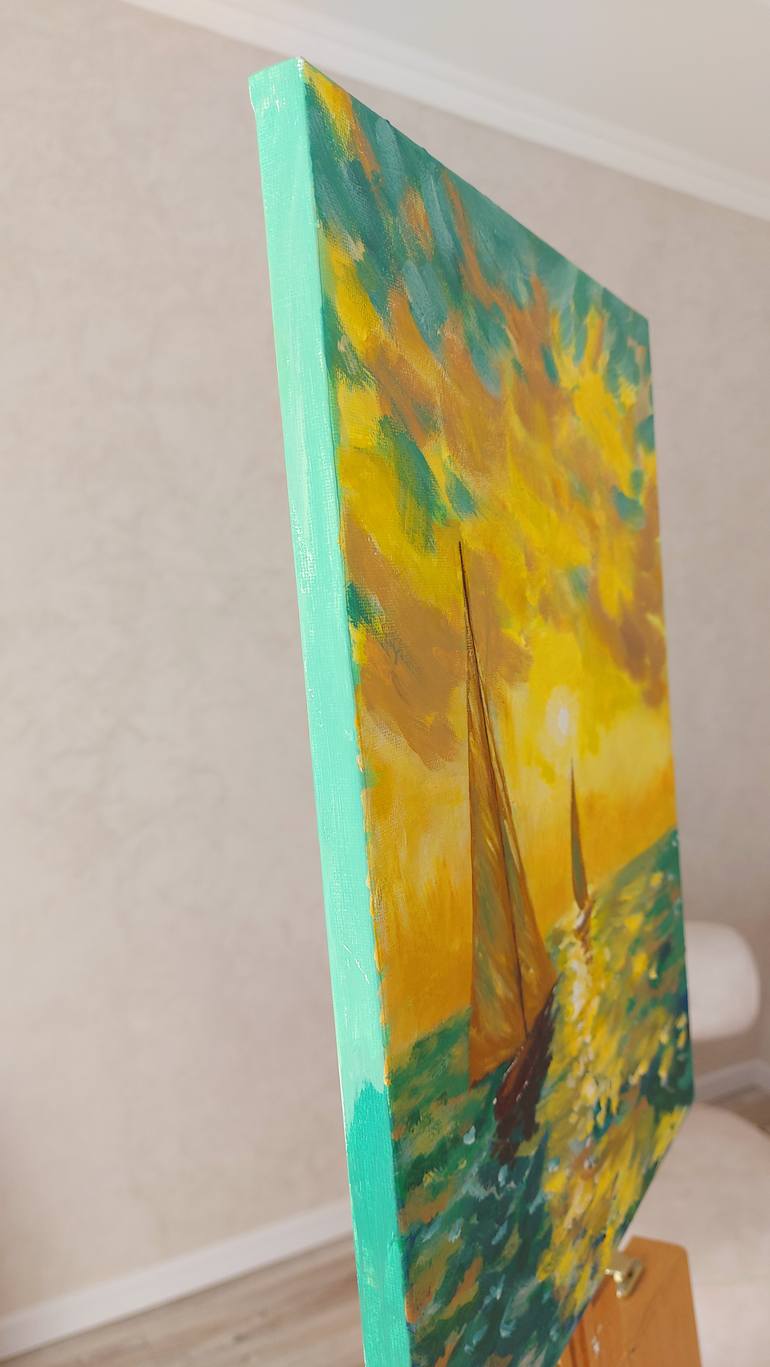 Original Art Nouveau Boat Painting by Svitlana Tamozhska
