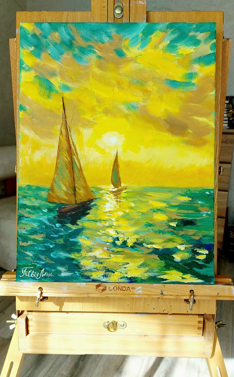 Original Art Nouveau Boat Painting by Svitlana Tamozhska