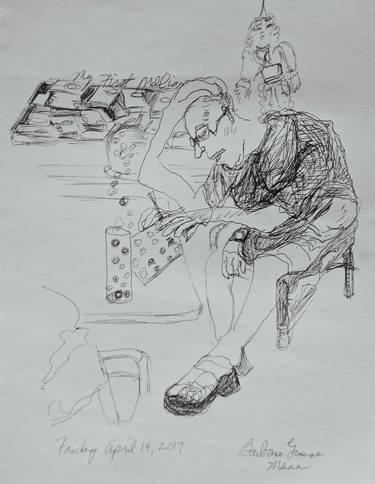 Original Figurative Men Drawings by Barbara Mann