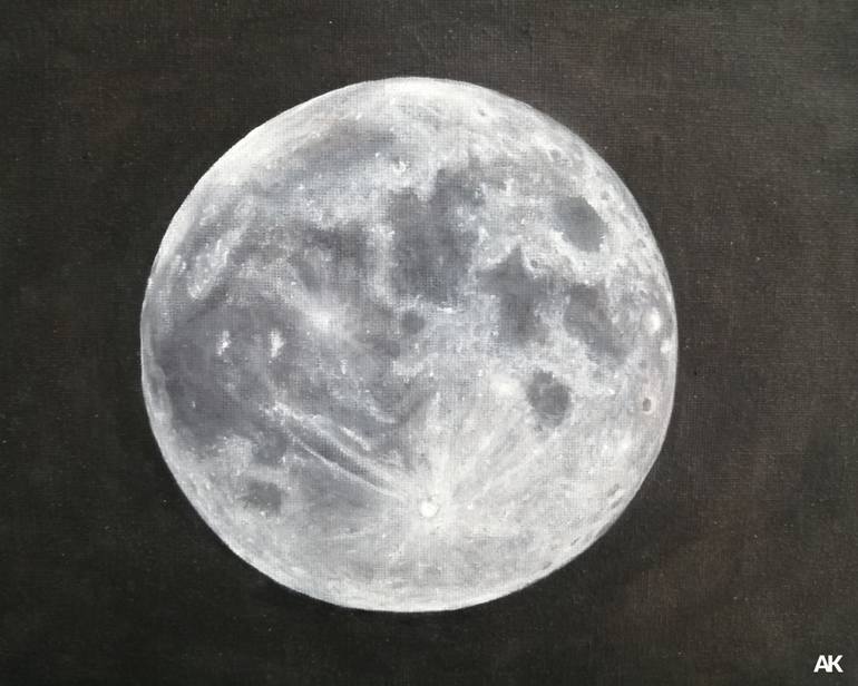 Original Nature Painting by A Khan | Realism Art on Canvas | Whispers to the Moon