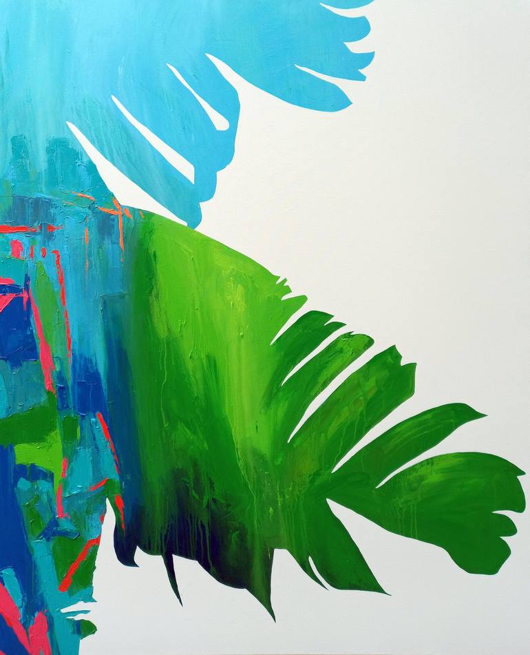 Tropical Banana Leaves Painting By Abhishek Kumar Saatchi Art