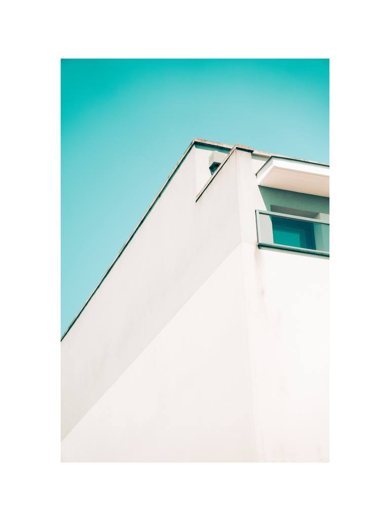 Original Architecture Photography by Fabien Strauss | Abstract Art on Paper | White and blue Serenity
