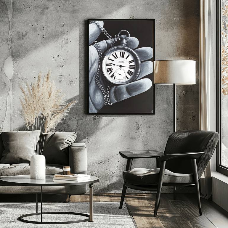 Original Black & White Time Painting by Iryna Mellis